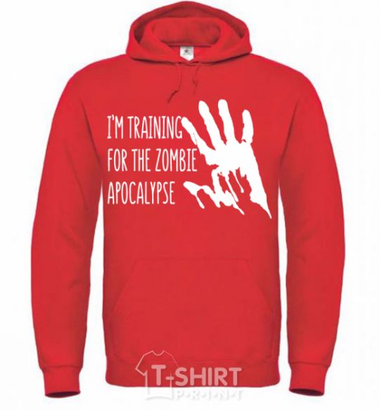 Men`s hoodie I 'm training for the zombie apocalypse bright-red фото