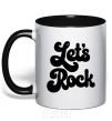 Mug with a colored handle Let's rock word black фото