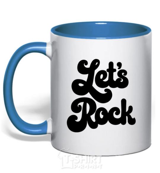 Mug with a colored handle Let's rock word royal-blue фото