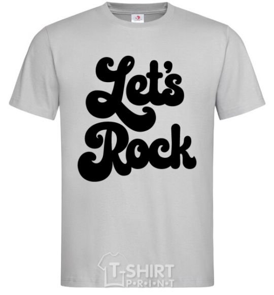 Men's T-Shirt Let's rock word grey фото