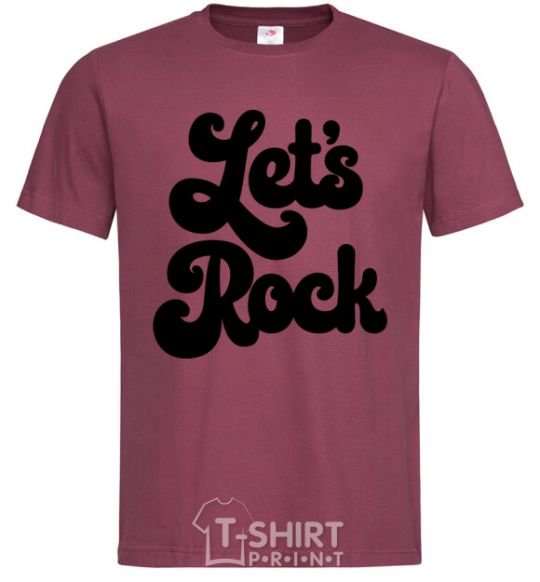 Men's T-Shirt Let's rock word burgundy фото