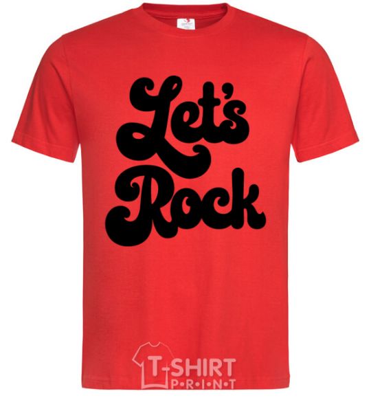 Men's T-Shirt Let's rock word red фото