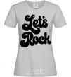 Women's T-shirt Let's rock word grey фото