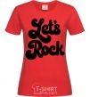 Women's T-shirt Let's rock word red фото