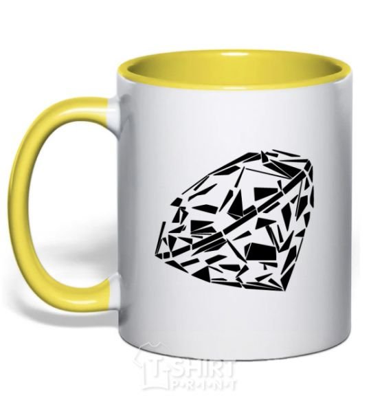 Чашка с цветной ручкой Diamond print Солнечно желтый фото