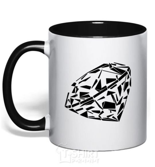 Чашка с цветной ручкой Diamond print Черный фото