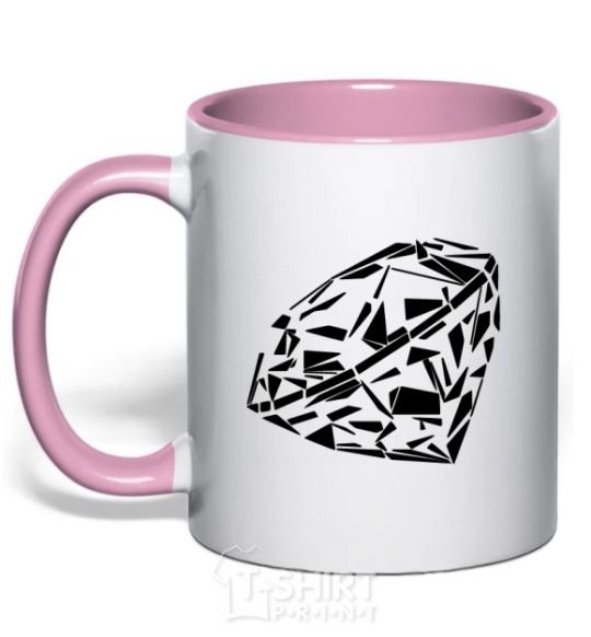 Чашка с цветной ручкой Diamond print Нежно розовый фото