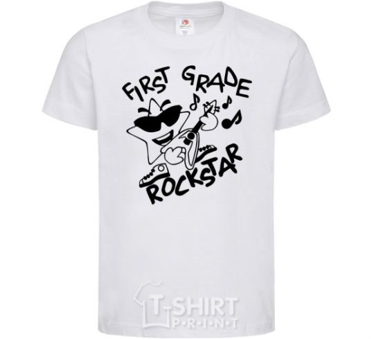 Kids T-shirt First grade rockstar White фото