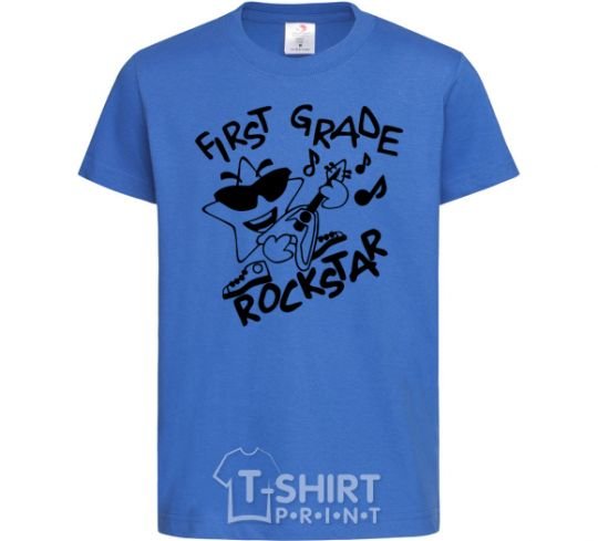 Kids T-shirt First grade rockstar royal-blue фото