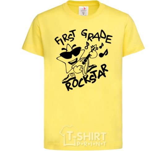 Kids T-shirt First grade rockstar cornsilk фото