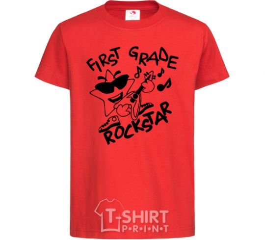 Kids T-shirt First grade rockstar red фото