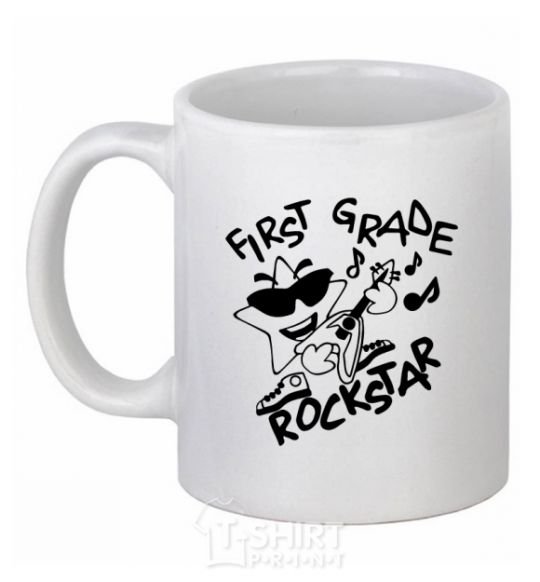 Ceramic mug First grade rockstar White фото