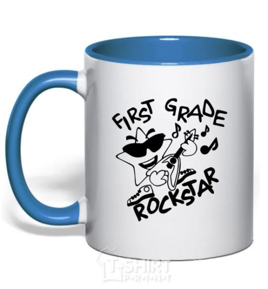 Mug with a colored handle First grade rockstar royal-blue фото