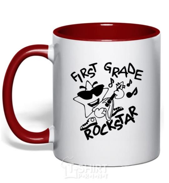 Mug with a colored handle First grade rockstar red фото