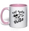 Mug with a colored handle First grade rockstar light-pink фото