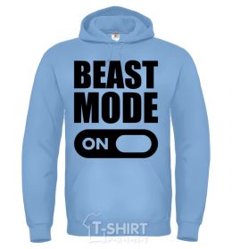 Men`s hoodie Beast mode on sky-blue фото