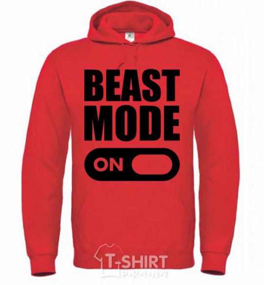 Men`s hoodie Beast mode on bright-red фото