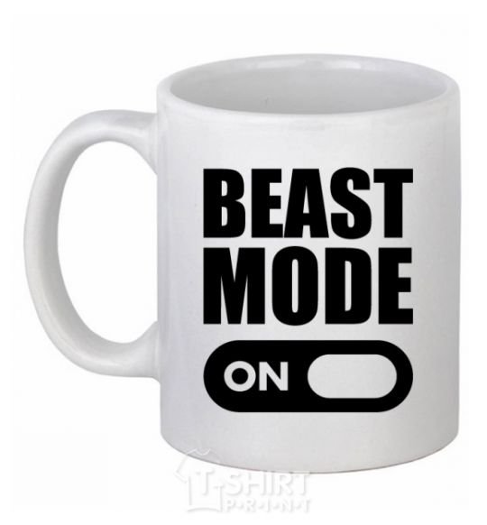 Чашка керамическая Beast mode on Белый фото