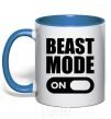 Mug with a colored handle Beast mode on royal-blue фото