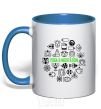 Mug with a colored handle Yoga meditation royal-blue фото