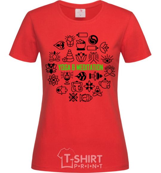 Women's T-shirt Yoga meditation red фото