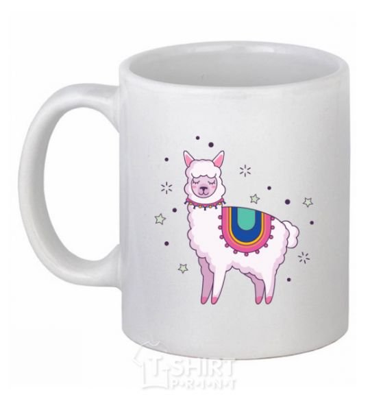 Ceramic mug Alpaca stars White фото