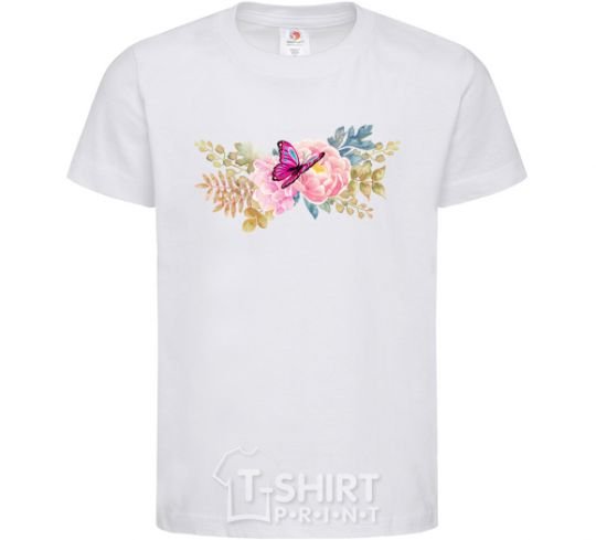Kids T-shirt Flowers and butterfly White фото