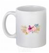 Ceramic mug Flowers and butterfly White фото