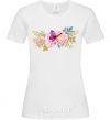 Women's T-shirt Flowers and butterfly White фото