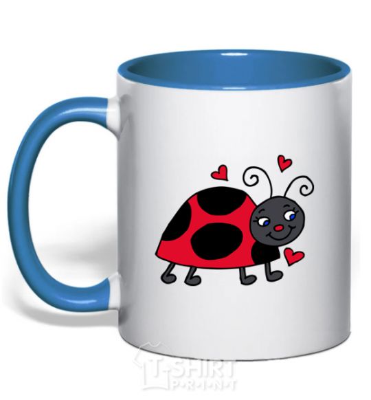 Mug with a colored handle Ladybug hearts royal-blue фото