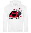 Men`s hoodie Ladybug hearts White фото