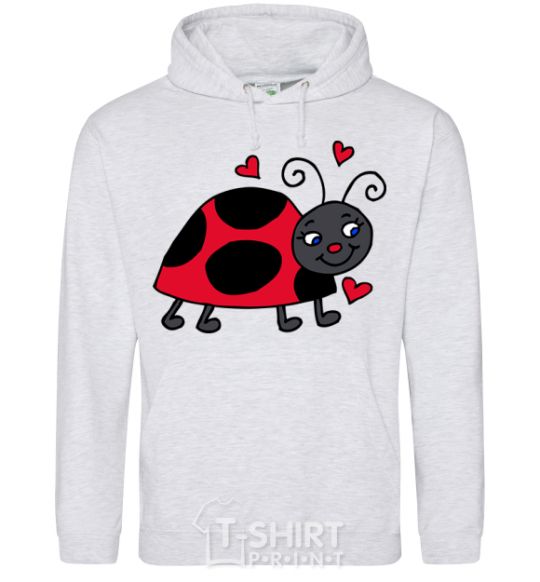 Men`s hoodie Ladybug hearts sport-grey фото