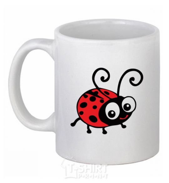 Ceramic mug Ladybug fun art White фото