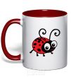 Mug with a colored handle Ladybug fun art red фото