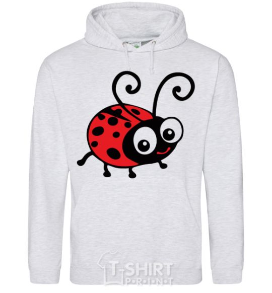 Мужская толстовка (худи) Ladybug fun art Серый меланж фото
