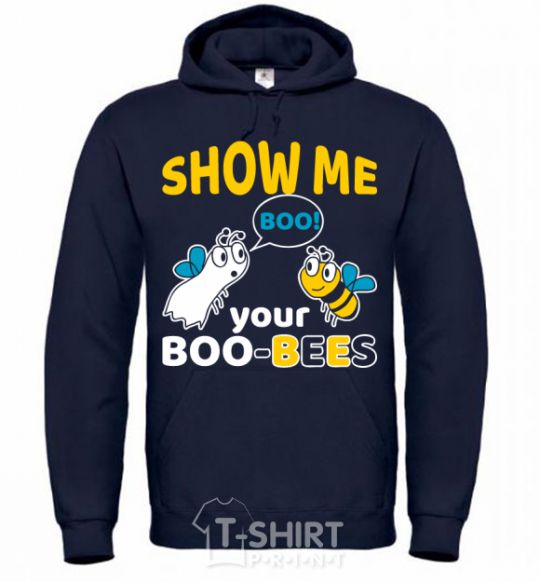 Мужская толстовка (худи) Show me your boo-bees boo Темно-синий фото