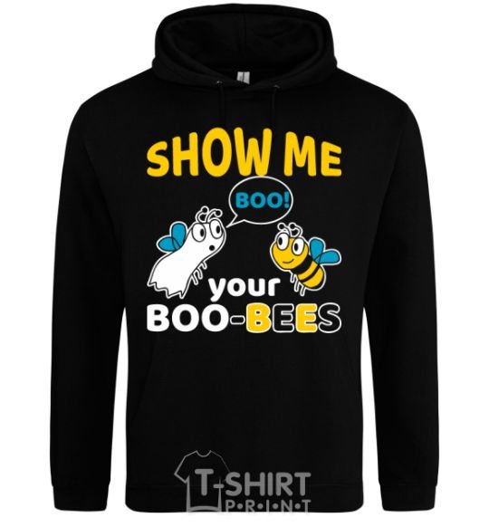 Мужская толстовка (худи) Show me your boo-bees boo Черный фото