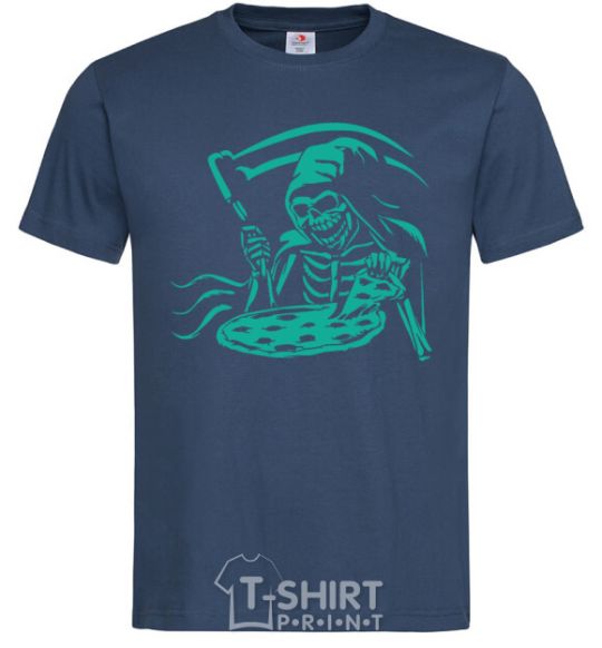 Men's T-Shirt Death eat pizza navy-blue фото