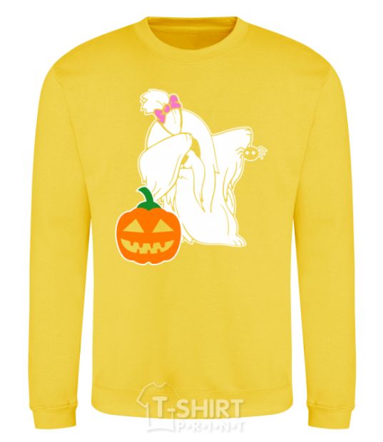 Sweatshirt A dog with a spider yellow фото