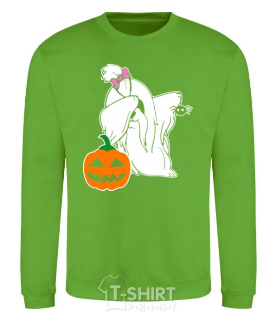 Sweatshirt A dog with a spider orchid-green фото