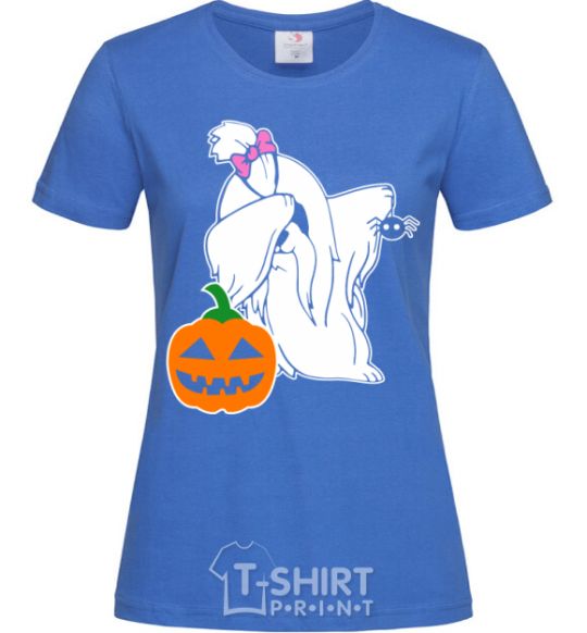 Women's T-shirt A dog with a spider royal-blue фото