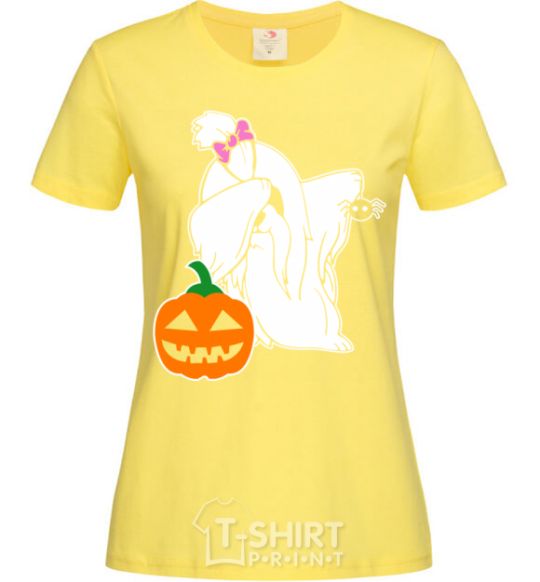 Женская футболка Пес с паучком Лимонный фото