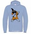 Men`s hoodie Dabbing dog in hat sky-blue фото