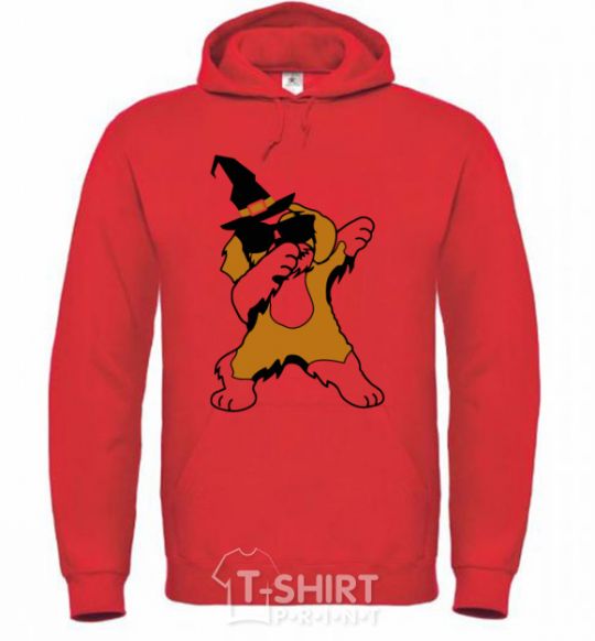 Men`s hoodie Dabbing dog in hat bright-red фото