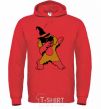 Men`s hoodie Dabbing dog in hat bright-red фото