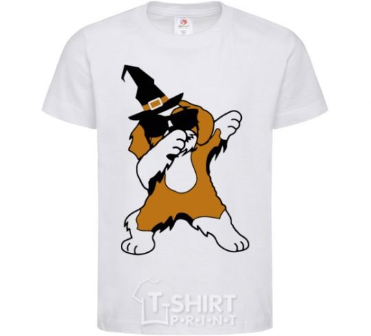 Kids T-shirt Dabbing dog in hat White фото