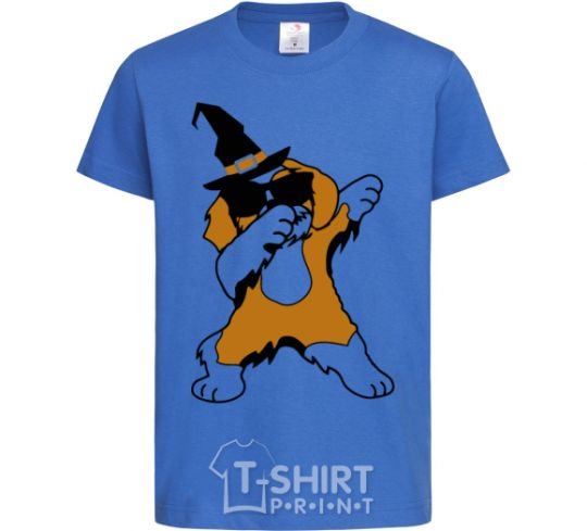 Kids T-shirt Dabbing dog in hat royal-blue фото