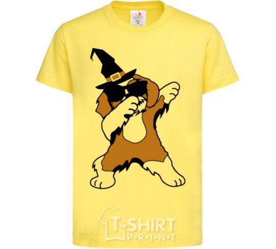 Kids T-shirt Dabbing dog in hat cornsilk фото