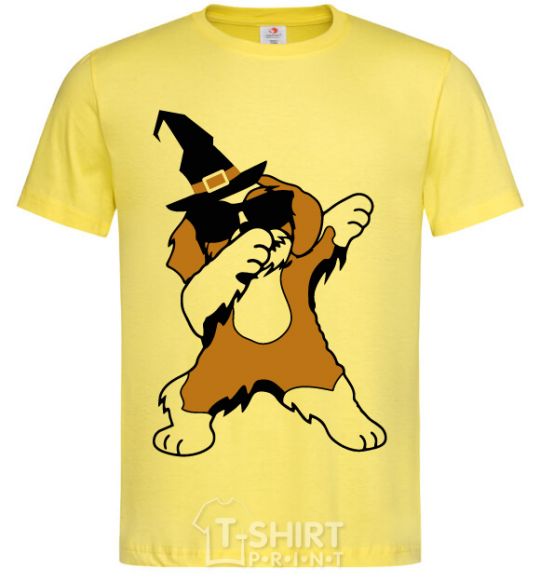 Мужская футболка Dabbing dog in hat Лимонный фото