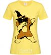 Женская футболка Dabbing dog in hat Лимонный фото